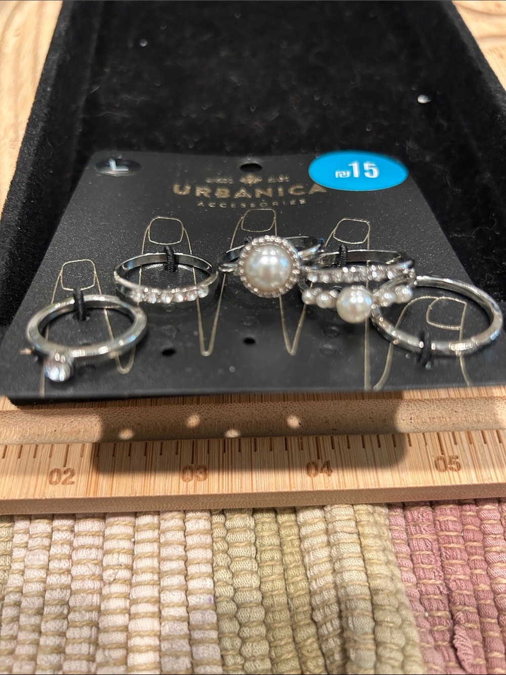 Urbanica Silver Pearl Accent Ring Set - White Pearls